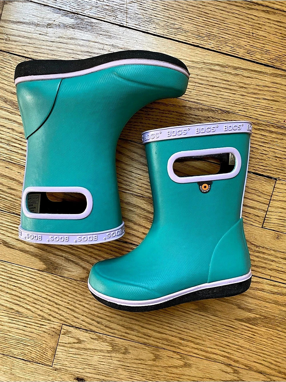 GUC BOGS Skipper II Solid Kids Rain Boots Turquoise & Purple Toddler US 8